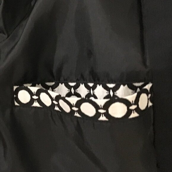 London Fog 3/4 Length Trench Coat Black/White - Belted - Size M - Picture 8 of 9